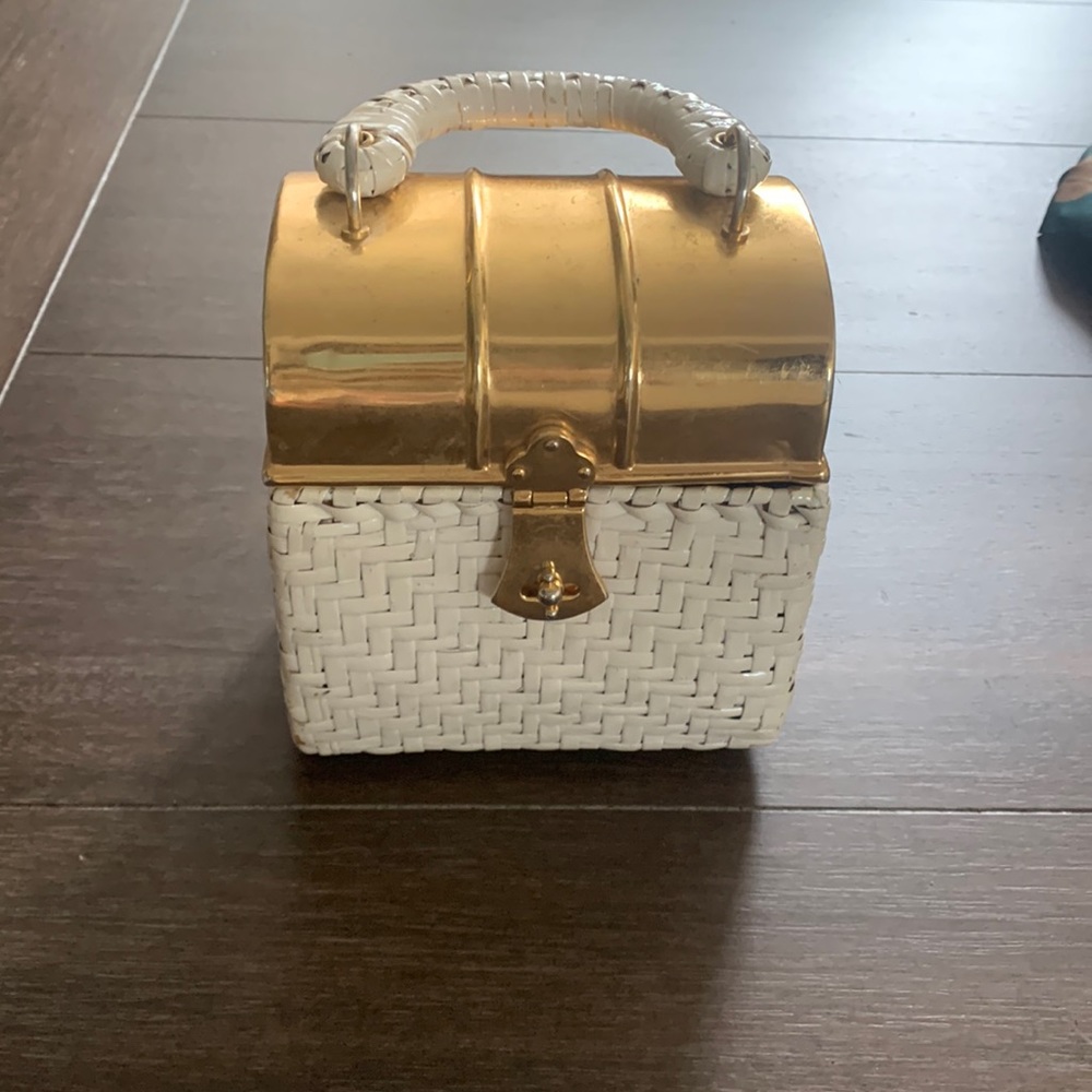Rare vintage Sacha Italy 1960s white wicker box purse